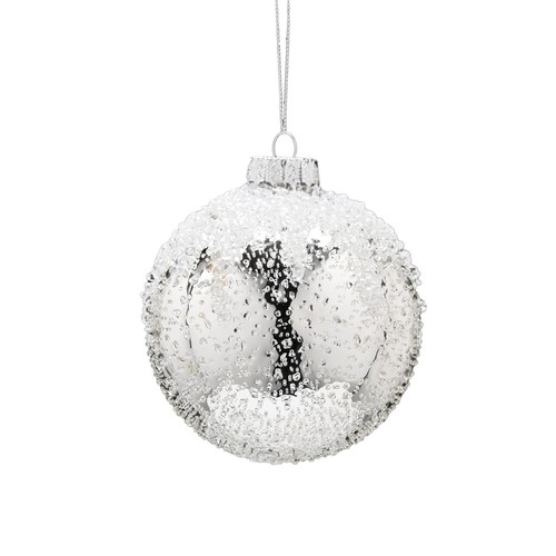 Silver Glass Ball with Encrusted Beads 