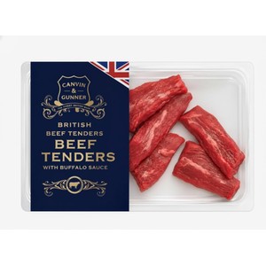 Canvin & Gunner Beef tenders with a buffalo style sauce
