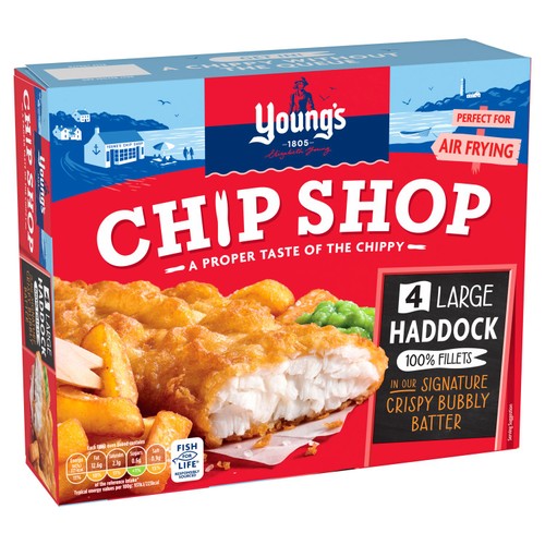 Young's Chip Shop 4 Large Battered Haddock Fillets Frozen 