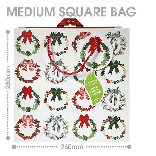 Christmas Wreaths Medium Christmas Gift Bag