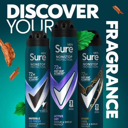 Sure Men 72hr Nonstop Protection Active Dry Antiperspirant Deodorant