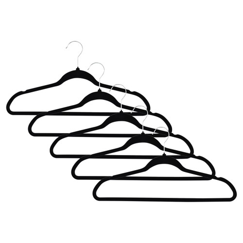 Non Slip Velvet Hangers with Swivel Hook, Black, 5pk
