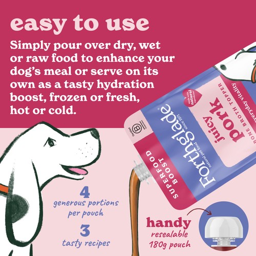 Forthglade Bone Broth Topper for Dogs, Juicy Pork