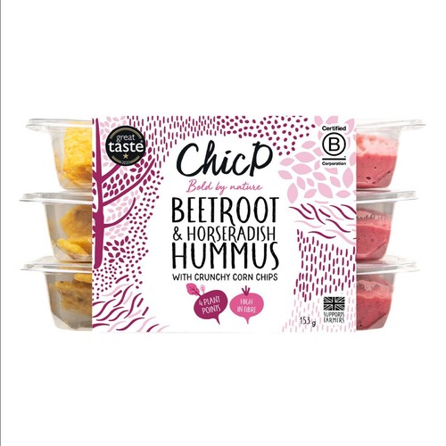 ChicP Velvet Beetroot & Horseradish Hummus Snack Pack Trio
