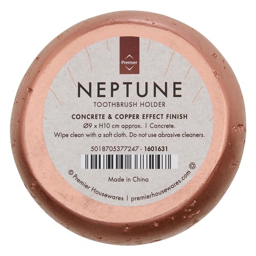 Premier Housewares Toothbrush Holder, Neptune, Copper and Concrete
