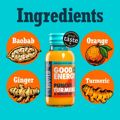 UNROOTED Punchy Turmeric, Ginger & Baobab Single Shot