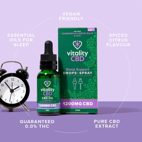 Vitality CBD Sleep Support Oil 1200mg, Dual applicator