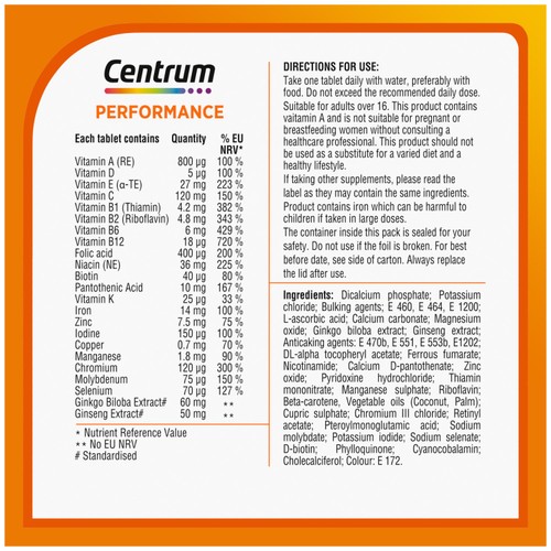 Centrum Performance Multivitamin & Vitamin Tablets