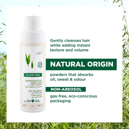 Klorane Eco-Friendly Dry Shampoo with Oat Milk for All Hair Types