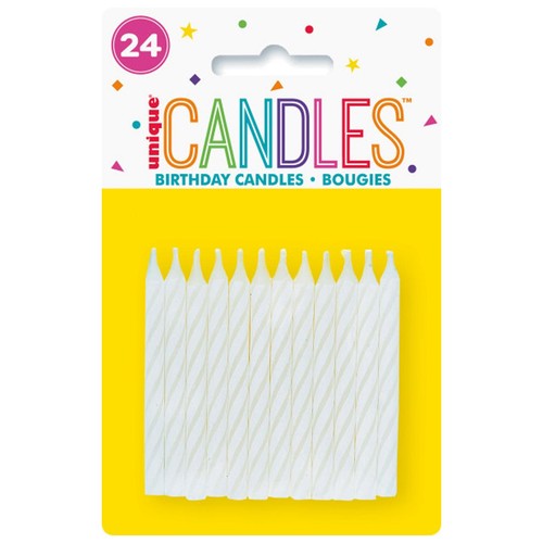  White Spiral Birthday Candles