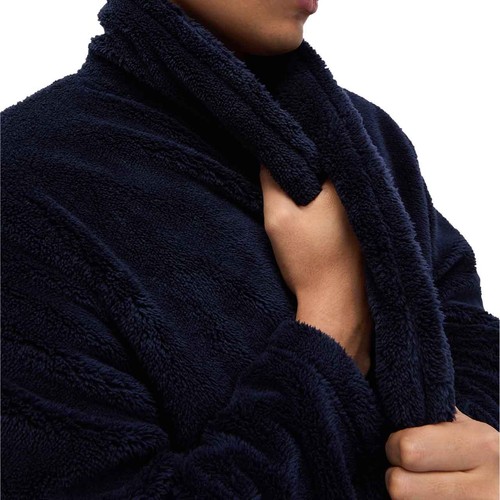 M&S Mens Fleece Supersoft Dressing Gown, XL, Navy