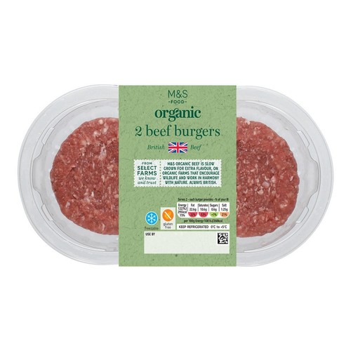 M&S Organic 2 British Beef Burgers