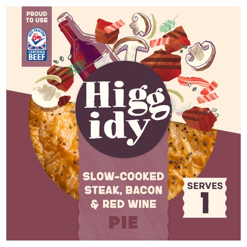Higgidy Slow-Cooked Steak, Red Wine & Bacon Pie
