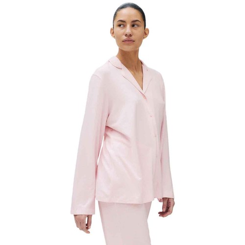 M&S Womens Soft Touch Printed Revere Pyjama Set, Medium, Pink Mix
