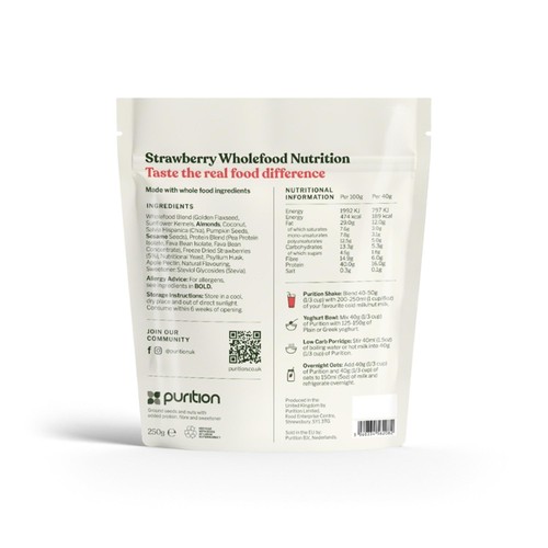 Purition Strawberry Vegan Wholefood Nutrition Powder 