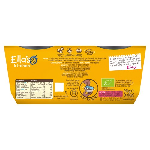 Ella's Kitchen Organic Banana Bread Pudding Baby Dessert Pots 7m+