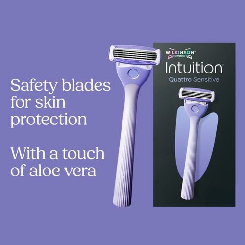 Wilkinson Sword Intuition Quattro Sensitive Women's Razor & 5 Blade Refills