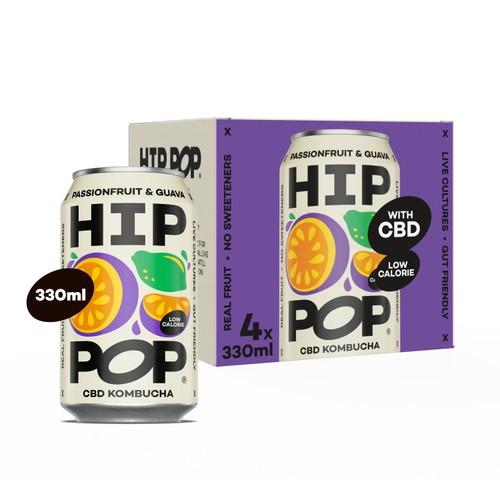 Hip Pop Passionfruit & Guava CBD Kombucha