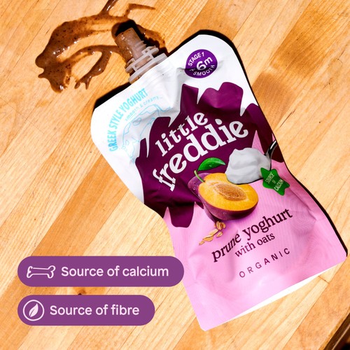 Little Freddie Organic Prune Yoghurt with Oats Baby Food Pouch 6+ Months