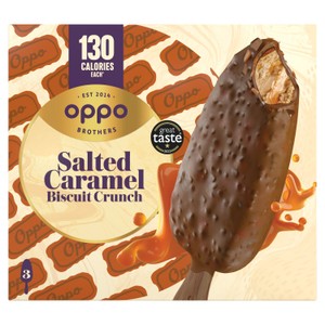 Oppo Salted Caramel Biscuit Crunch Low Calorie Ice Cream Sticks