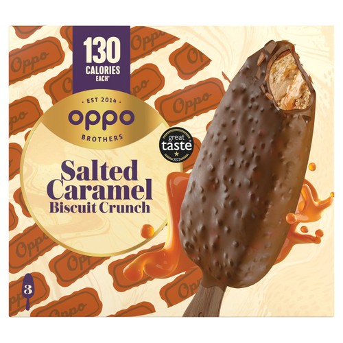 Oppo Salted Caramel Biscuit Crunch Low Calorie Ice Cream Sticks
