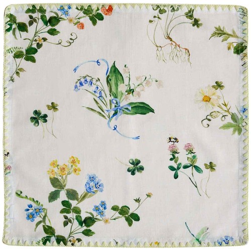 M&S Cotton Linen Floral Napkin Set, Green