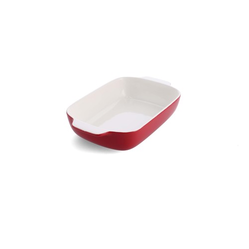KitchenAid Empire Red Large 32cm Stoneware Rectangular Dish with Bamboo Lid