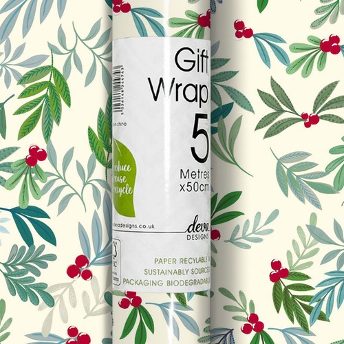 Foliage and Berries Christmas Rollwrap