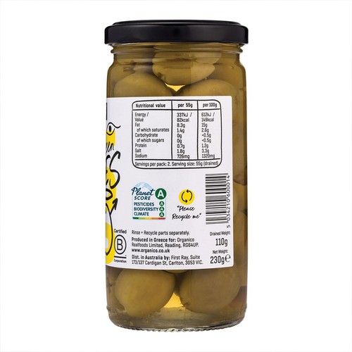 Realfoods Organic Green Pitted Olives