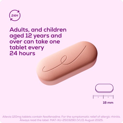 Allevia Hayfever Allergy Relief Tablets Fexofenadine
