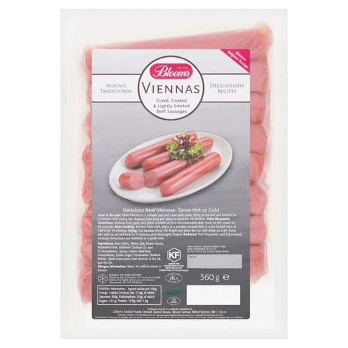 Blooms Viennas Cured Beef Sausage