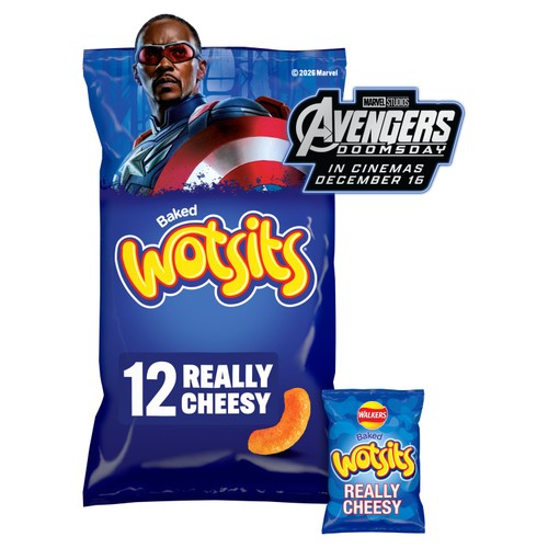 Walkers Wotsits Really Cheesy Multipack Snacks Crisps 12x16.5g