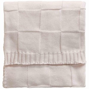 Knitted Checkerboard Large Throw, Neutral