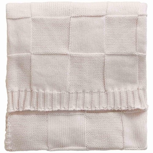 M&S Knitted Checkerboard Large Throw, Neutral