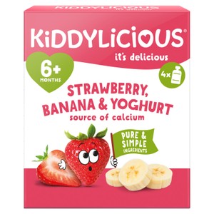 Kiddylicious Strawberry, Banana & Yoghurt Baby Pouch Multipack 6+ Months