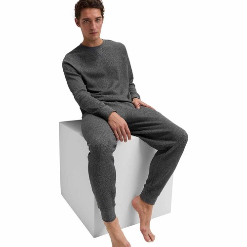 M&S Mens Pure Cotton Waffle Loungewear Bottoms, XL, Grey Mix
