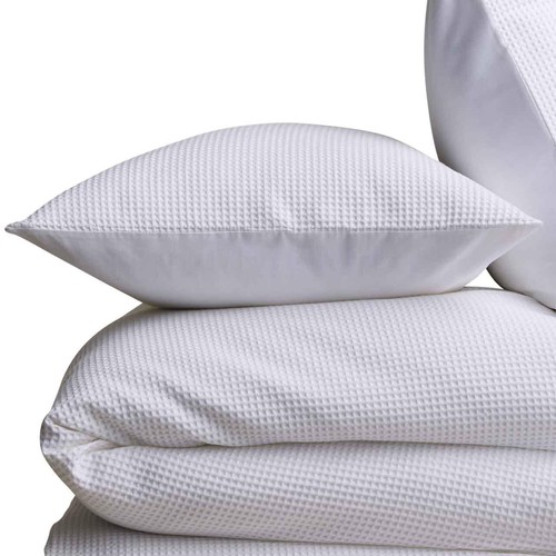M&S Washed Cotton Waffle Bedding Set, Double, White