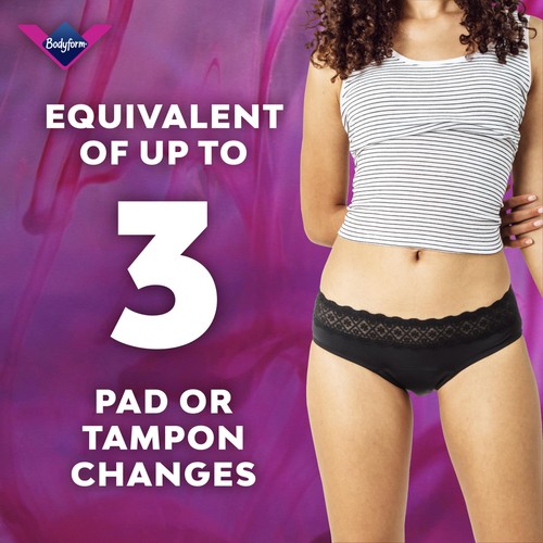 Bodyform Intimawear Bikini Period Pants Washable Underwear, Black XL