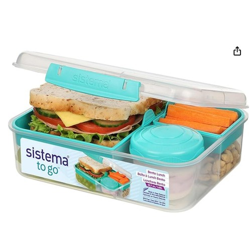Sistema 1.65L Bento Lunch Box To Go with Yogurt Pot