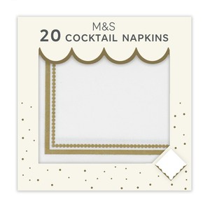 White & Gold Paper Cocktail Napkins