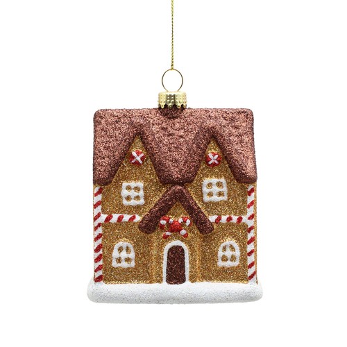 Hanging Glitter Gingerbread House 