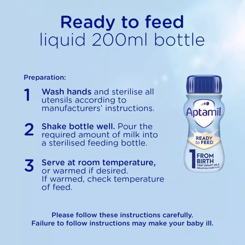 Aptamil 1 First Infant Baby Milk Formula Liquid Ready to Feed from Birth