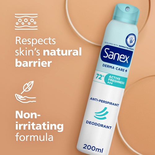 Sanex Derma Care+ Active Freshness 72-Hour Antiperspirant Spray Deodorant