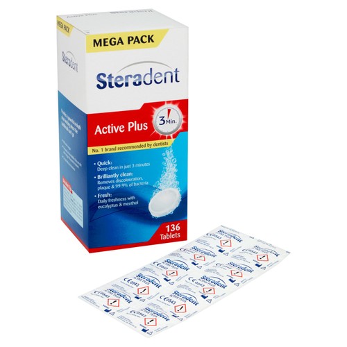 Steradent Active Plus Denture Cleaner Menthol Tablets