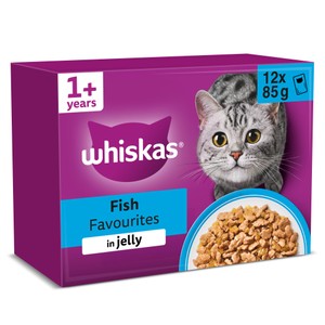 WHISKAS 1+ FISH Favourites Wet Cat Food Pouches in Jelly 12 x 85g