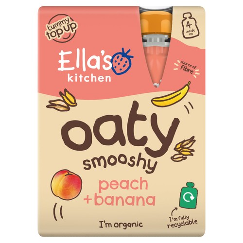Ella's Kitchen Oaty Peach & Banana Smoothie Multipack Baby Pouch 12+ Months