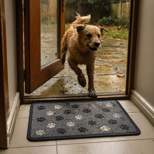 Mighty Mats Supersoft Washable Mat Grey Paw Print