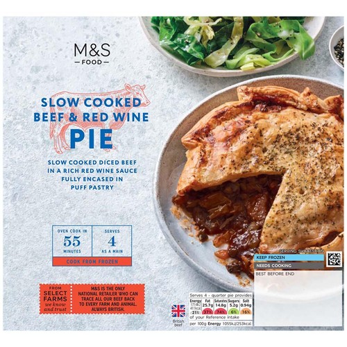 M&S Slow Cooked Beef & Red Wine Pie Frozen