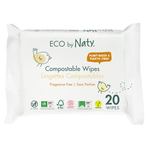 Naty Compostable Wipes Travel pack, Unscented