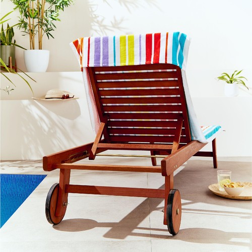 Catherine Lansfield Rainbow Stripe Sun Lounger Towel